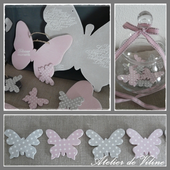 montage papillons roses